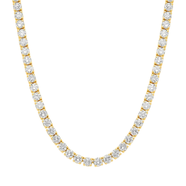 3.80 MM 14K Solid Gold 4 Prong Tennis Necklace 20.00 Ctw - 25.00 Ctw-1