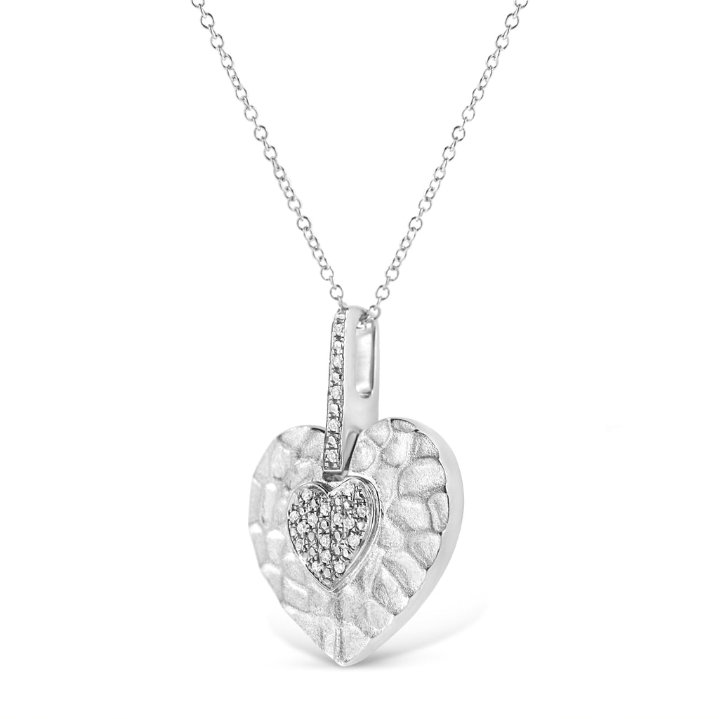 .925 Sterling Silver Pave-Set Diamond Accent Heart Shape 18" Pendant Necklace (I-J Color, I1-I2 Clarity)-2