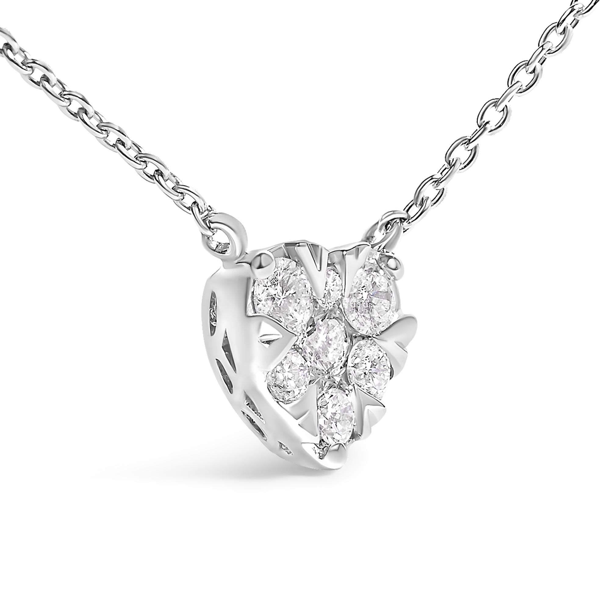 14K White Gold 1/4 Cttw Diamond Composite Heart Pendant Necklace - 18" Inches-2