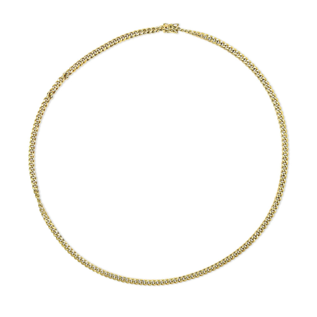 Semi-Solid 14K Yellow Gold 4.5mm Miami Cuban Chain Necklace - Unisex Chain-2