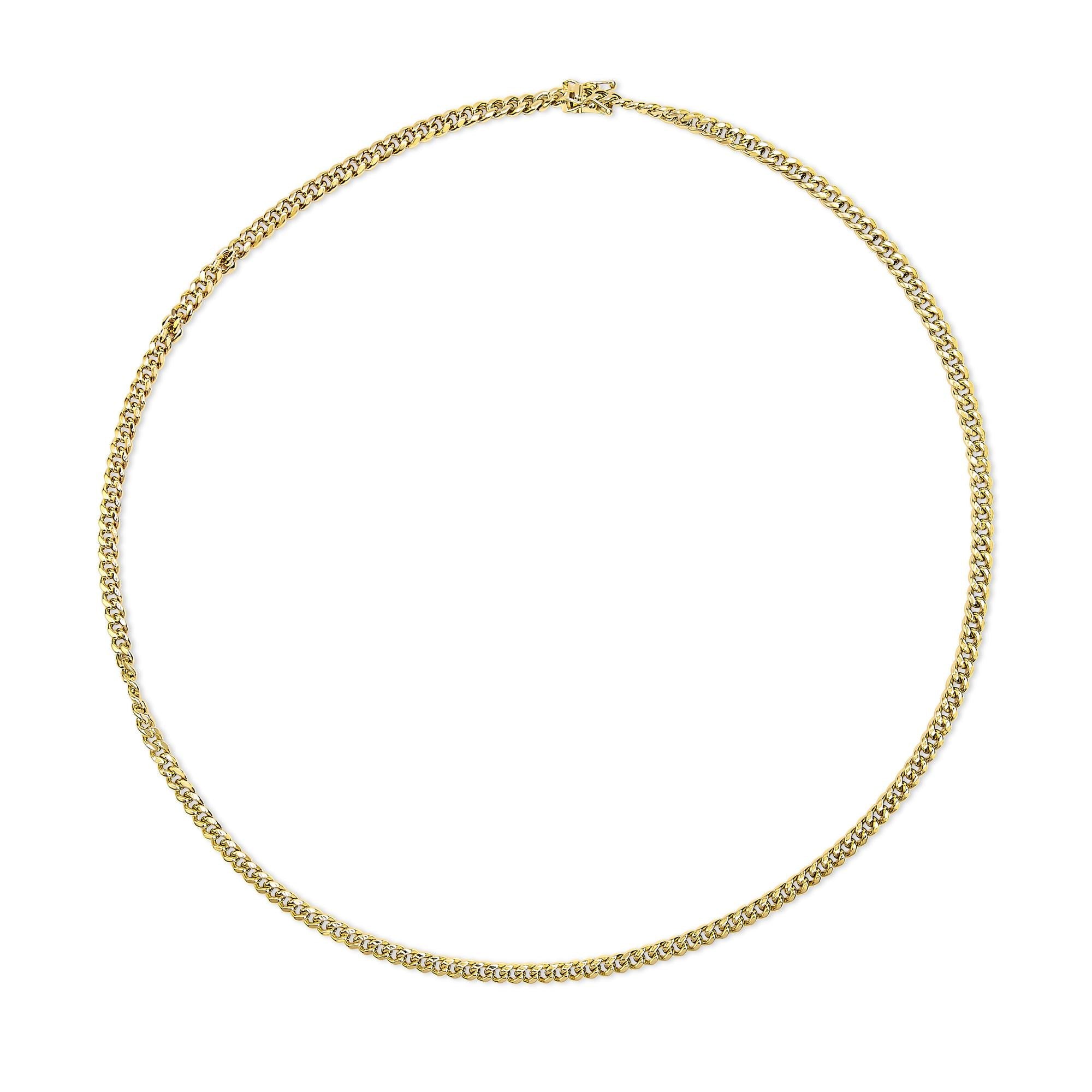 Semi-Solid 14K Yellow Gold 4.5mm Miami Cuban Chain Necklace - Unisex Chain-2