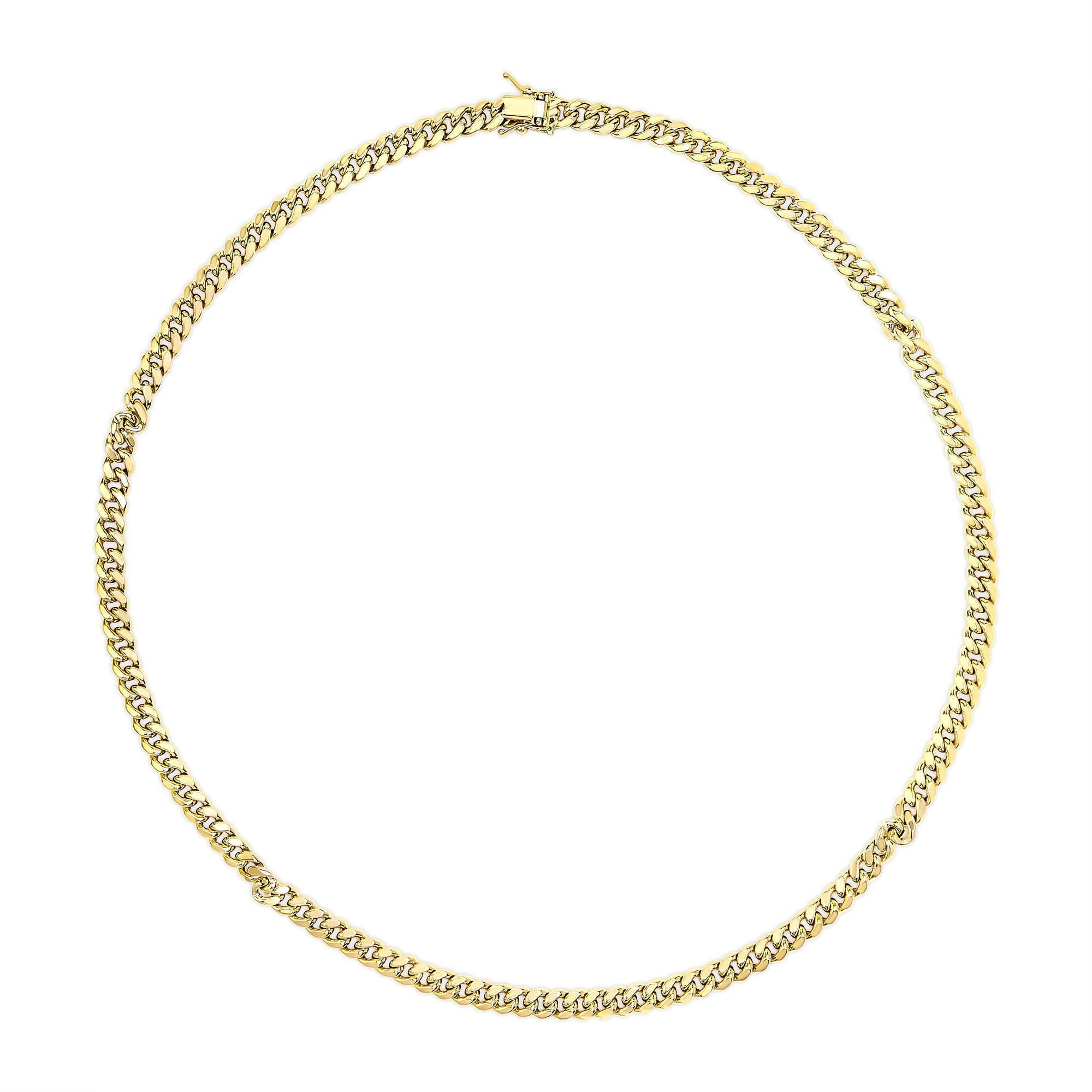 Semi-Solid 14K Yellow Gold 6.1mm Classic Miami Cuban Chain Necklace-2