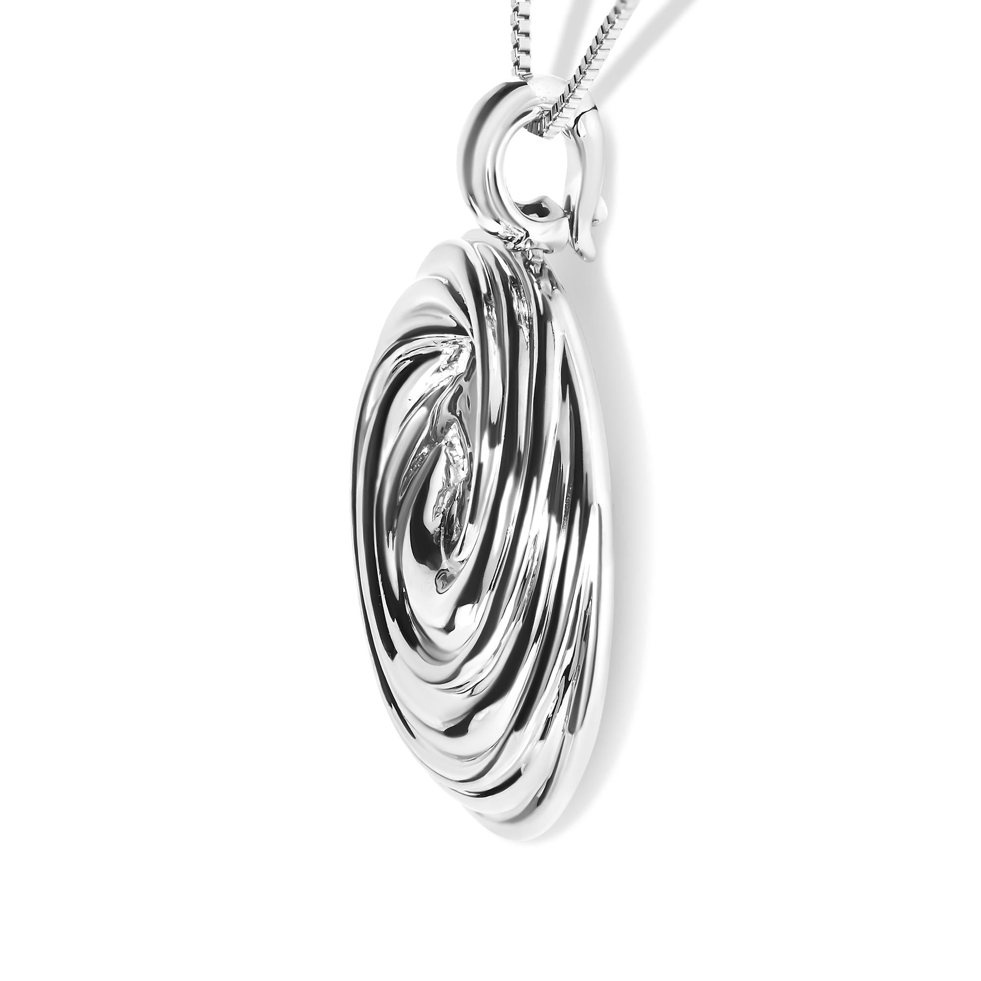 .925 Sterling Silver Endless Wave Swirl Statement Medallion 18" Pendant Necklace-2