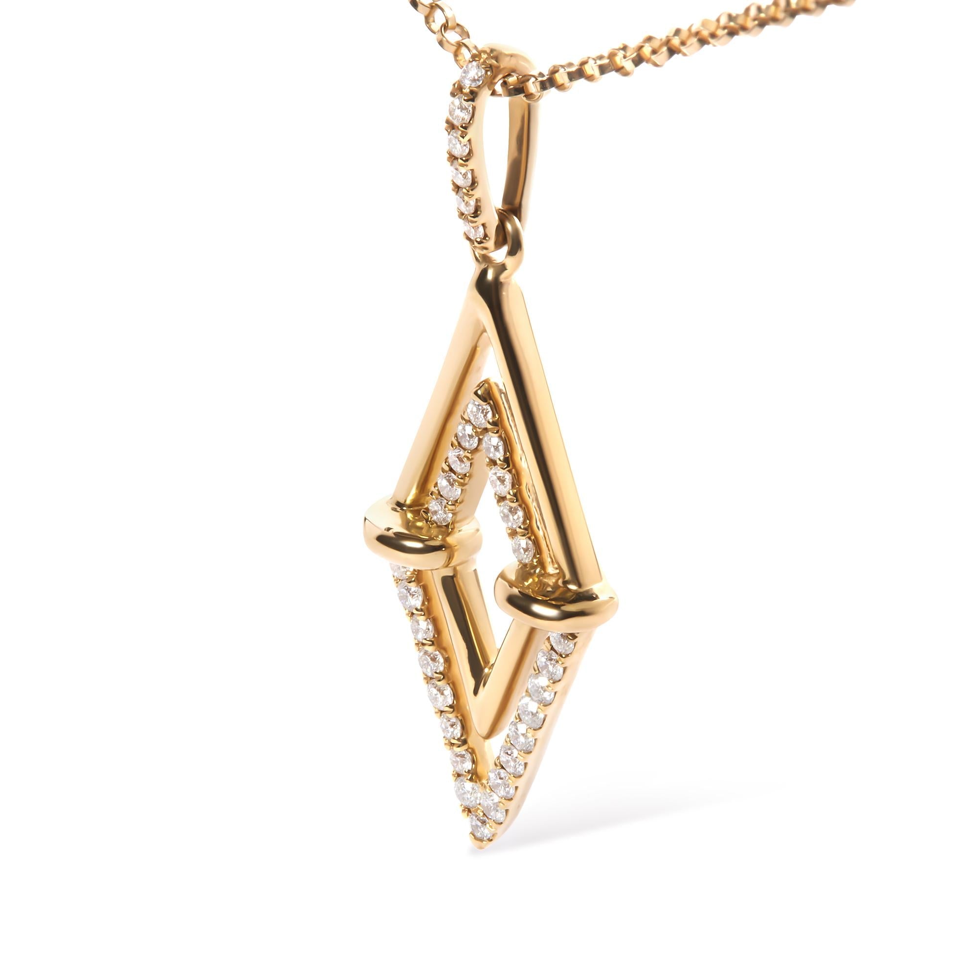 14K Yellow Gold 1/4 Cttw Diamond Double Triangle Geometric 18" Pendant Necklace (G-H Color, SI1-SI2 Clarity)-2