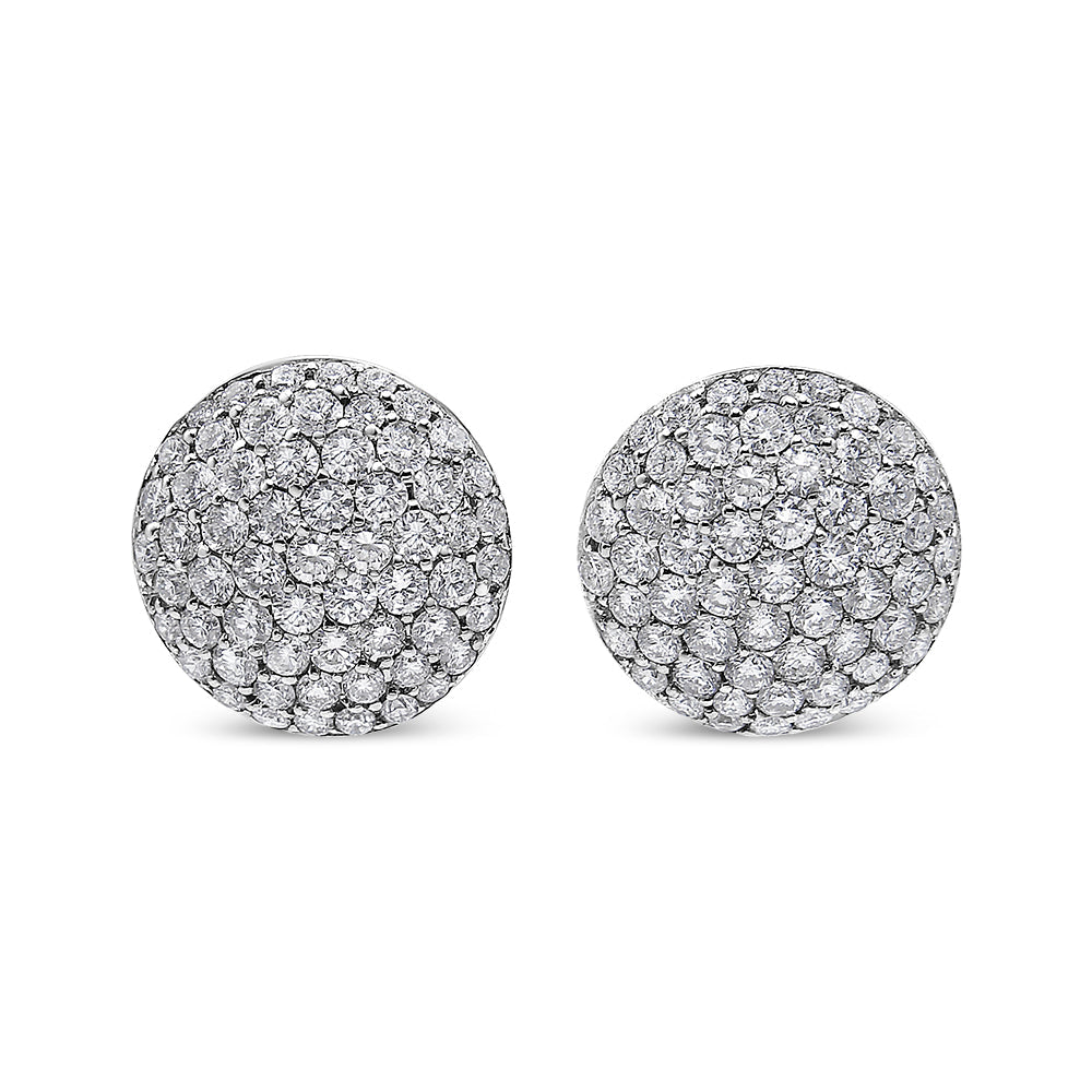 18K White Gold 3 1/2 Cttw Shared Prong Set Diamond Cluster Composite Disc Stud Earrings (F-G Color, VS1-VS2 Clarity)-2