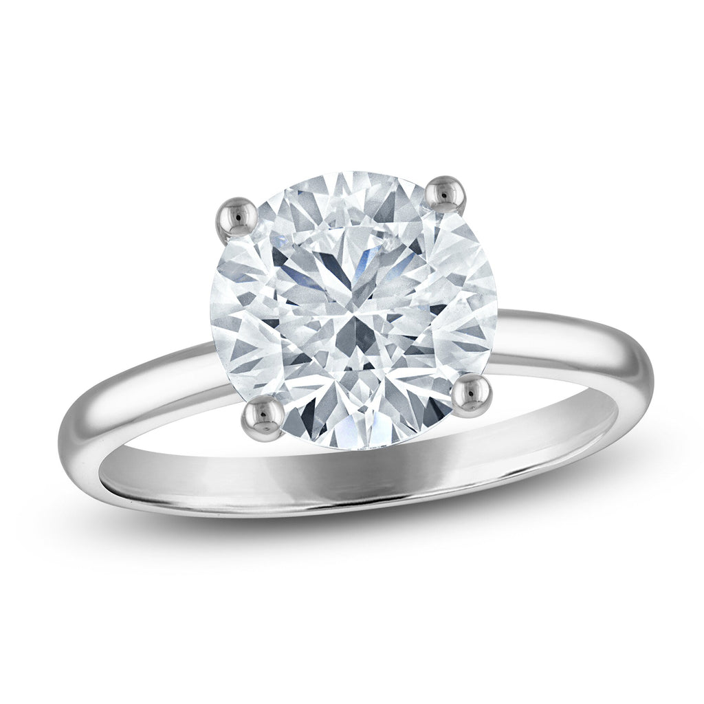 3.50 CTW Round Lab-Grown Diamond Solitaire Engagement Ring in 14K White Gold (F/VS, AGI Certified)-0
