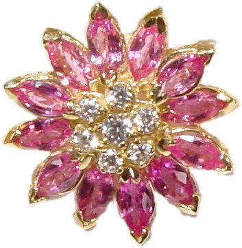 Sapphire Daisy Earrings: Pink, Yellow, Orange or White Sapphires in 18K Gold. Blue Sapphires Priced Separately.