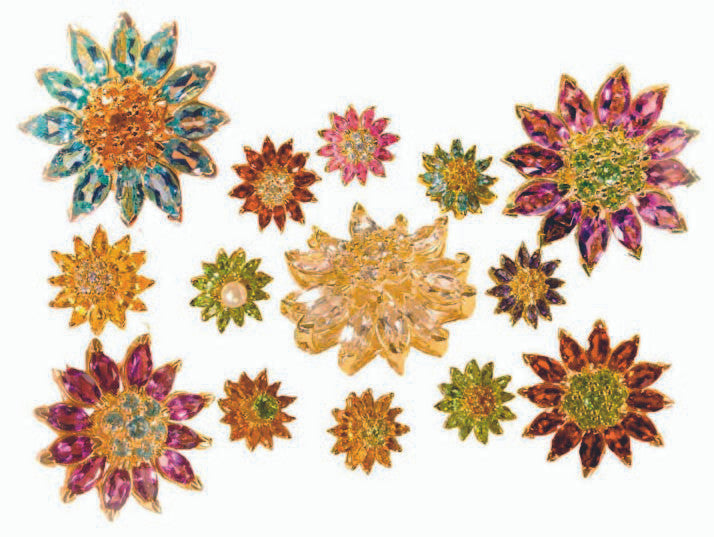 Sapphire Daisy Earrings: Pink, Yellow, Orange or White Sapphires in 18K Gold. Blue Sapphires Priced Separately.