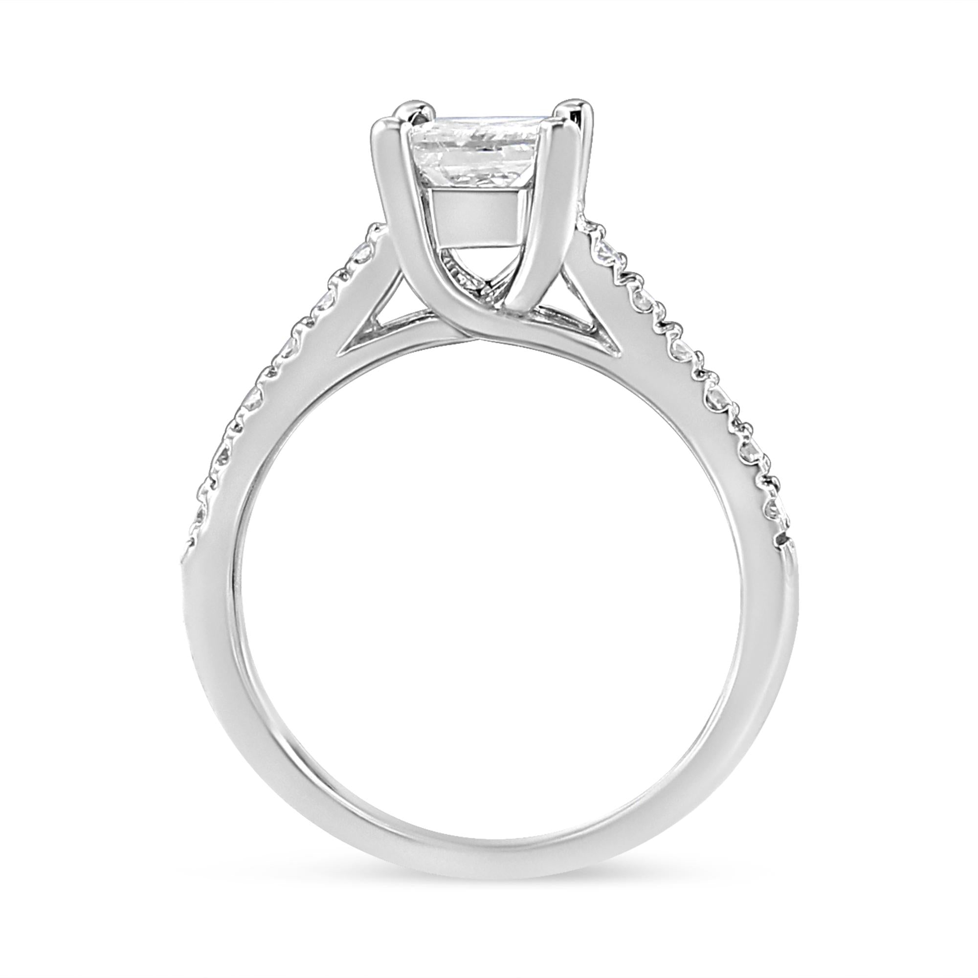 14K White Gold 1 1/5 Cttw 4-Prong Set Princess Diamond Classic Engagement Ring (I1-I2 Color, H-I Clarity) Ring-3