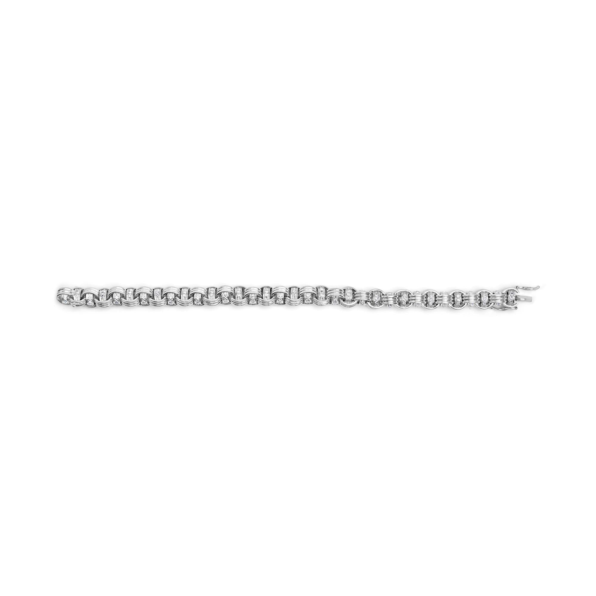 14K White Gold 1/2 Cttw Diamond Knotted Byzantine Link Bracelet (H-I Color, I2-I3 Clarity) - 7" Inches-3
