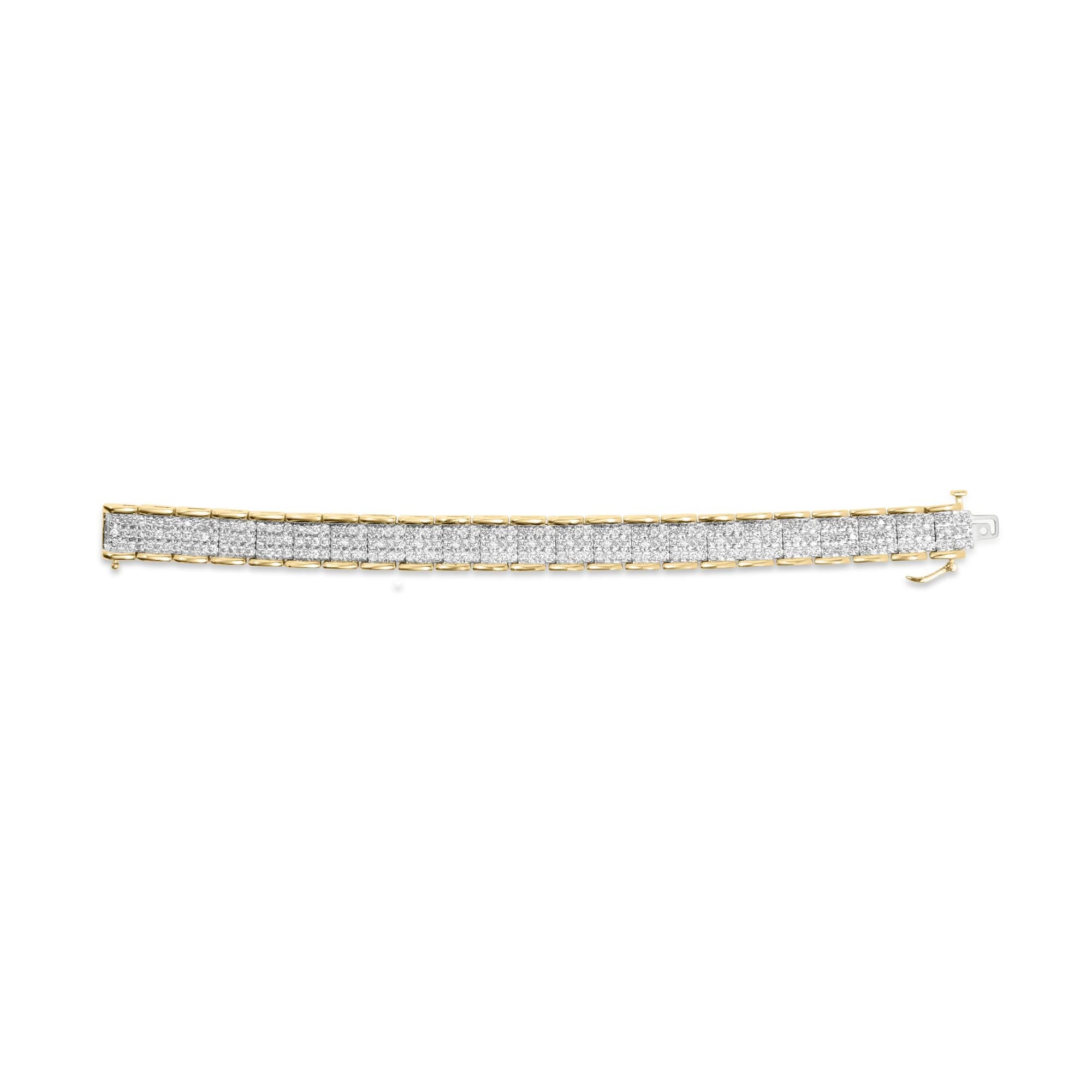 10K Yellow Gold 5.00 Cttw Round-Cut Diamond Link 7" Bracelet (J-K Color, I1-I2 Clarity)-3
