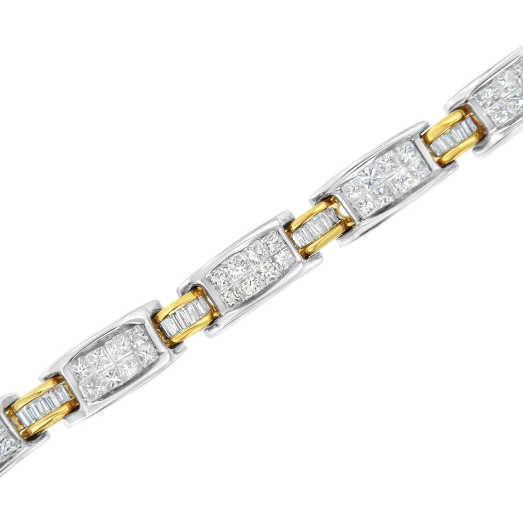 14K Two-Tone Gold Princess and Baguette-Cut Diamond Link Bracelet (3.00 cttw, H-I Color, SI1-SI2 Clarity)-3