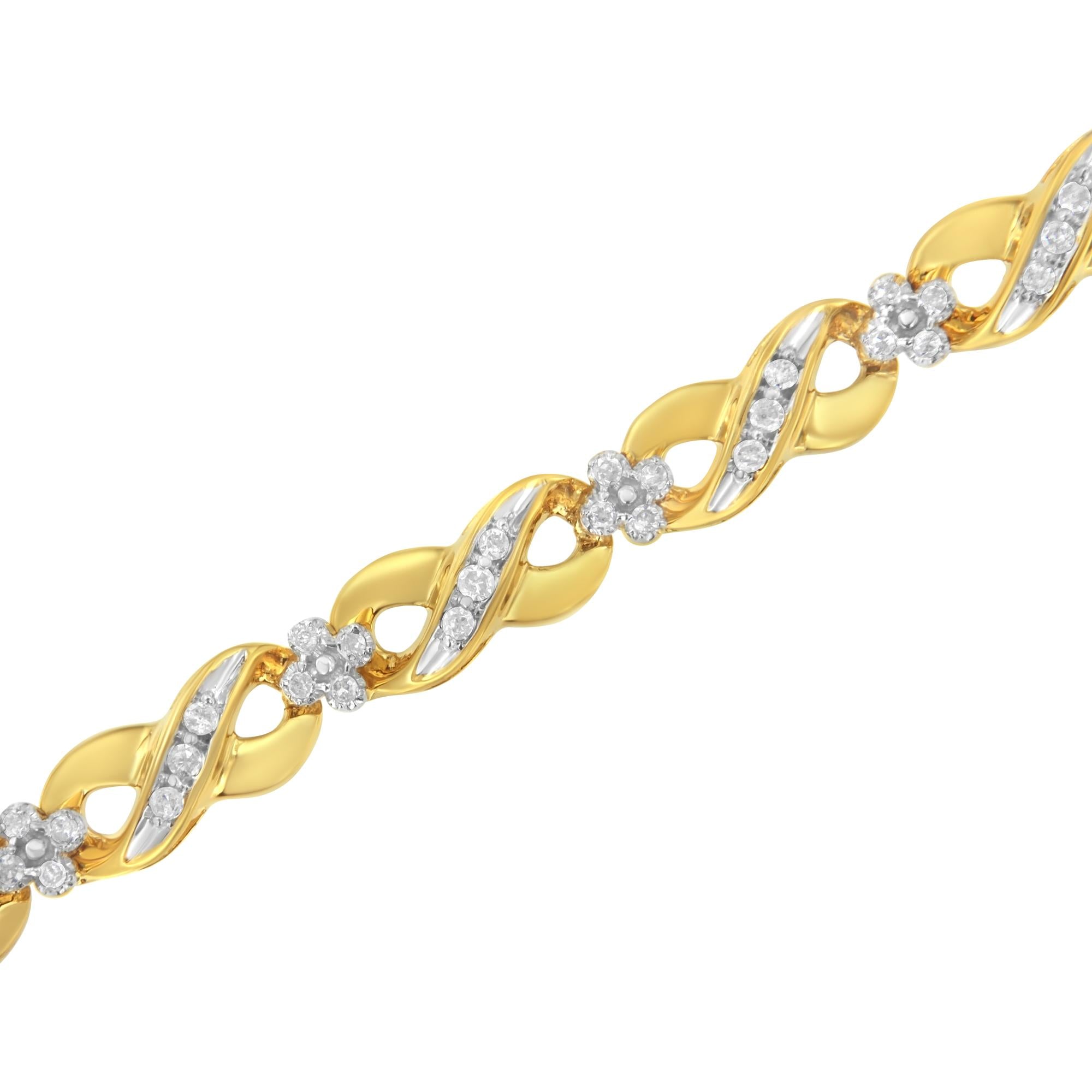 10K Yellow Gold Round-Cut Diamond Infinite Love Bracelet (1.00 cttw, I-J Color, I2-I3 Clarity)-3