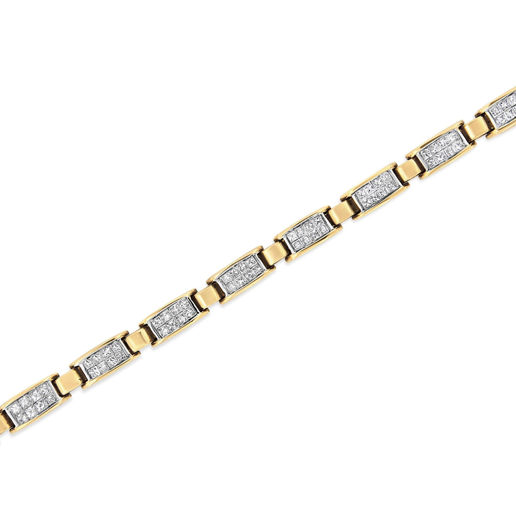 14K Yellow Gold 2 1/2 Cttw Princess-Cut Diamond Link Tennis Bracelet (H-I Color, SI2-I1 Clarity) - 7.25"-3