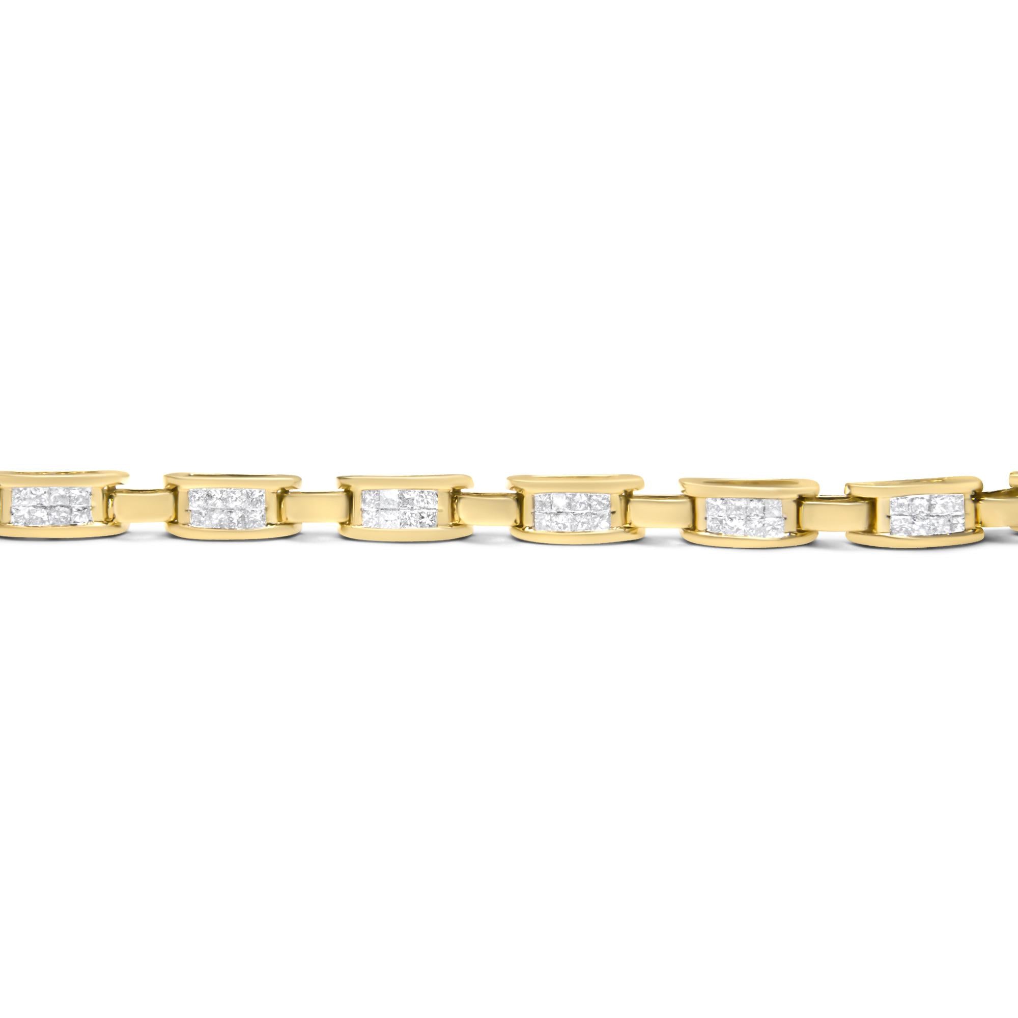 14K Yellow Gold Princess-Cut Diamond Links of Love Bracelet (2.00 cttw, H-I Color, SI2-I1 Clarity)-3