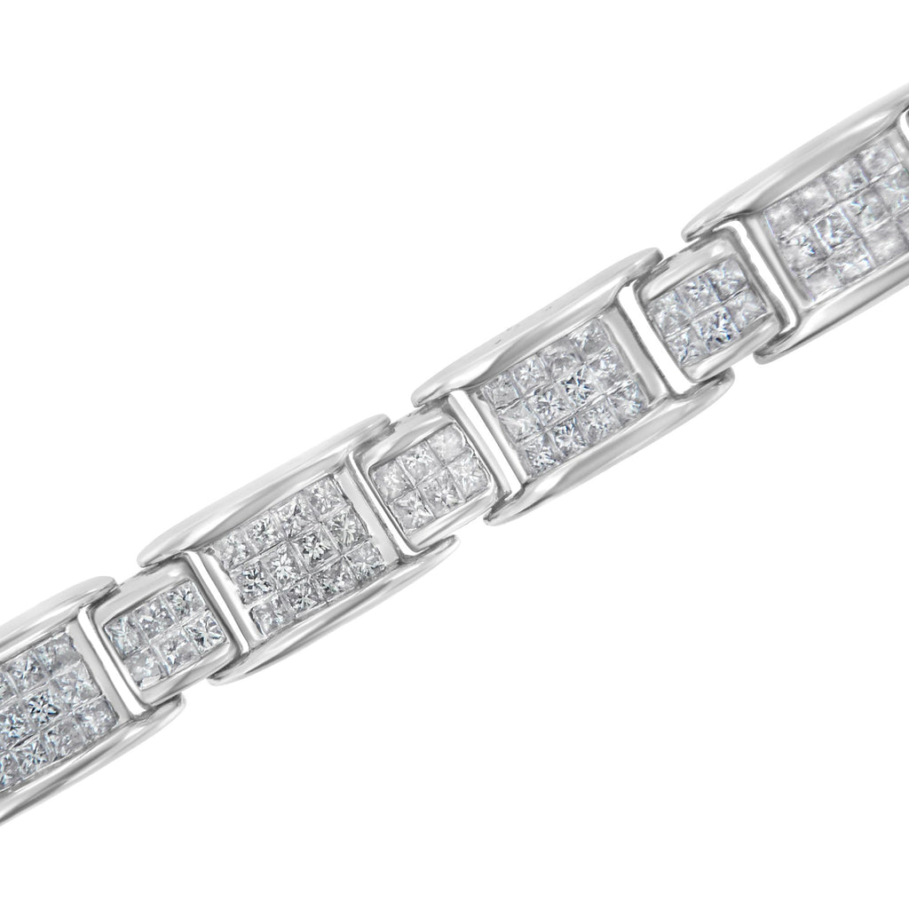 14K White Gold 5.0 Cttw Princess-Cut Diamond Rectangular Alternating Station 7" Tennis Bracelet (G-H Color, SI1-SI2 Clarity)-3