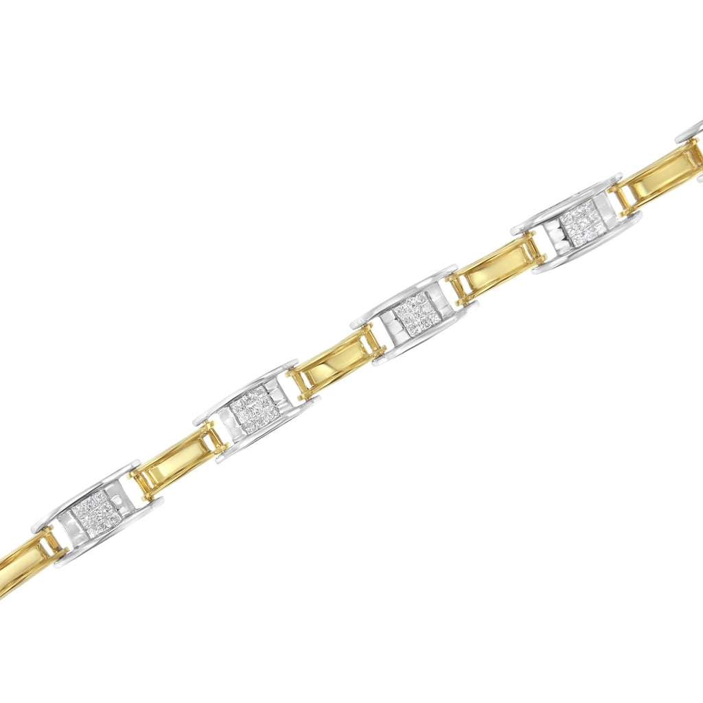 14K Two-Tone Gold 1.00 Cttw Princess-Cut Diamond Chain Link 7" Bracelet (H-I Color, SI1-SI2 Clarity)-3