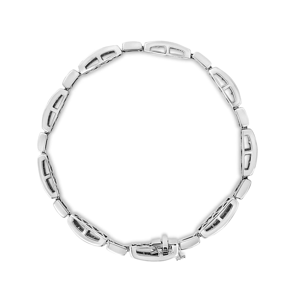 14K White Gold 2.00 Cttw Invisble-Set Princess Diamond Link Bracelet (I1-I2 Clarity, I-J Color) - 7.25"-3