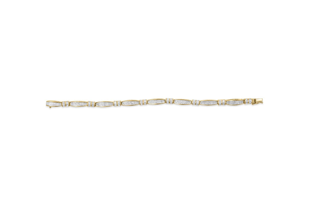 14K Yellow Gold Princess and Baguette Cut Diamond Beaded Bracelet (3.00 cttw, H-I Color, SI1-SI2 Clarity)-3
