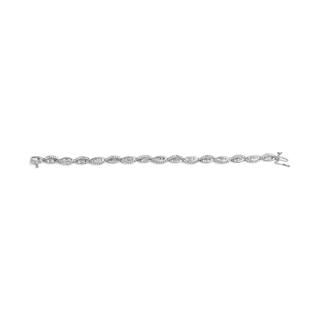 14K White Gold 2.00 Cttw Diamond Swirl and Pear Shape Link Bracelet (I-J Color, I2-I3 Clarity) - 7"-3