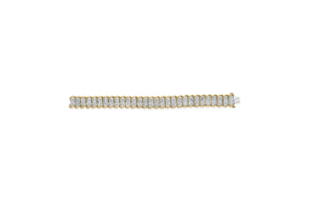 10K Yellow Gold 4.00 Cttw Pave Diamond Classic Link 7" Bracelet (I-J Color, I2-I3 Clarity)-3