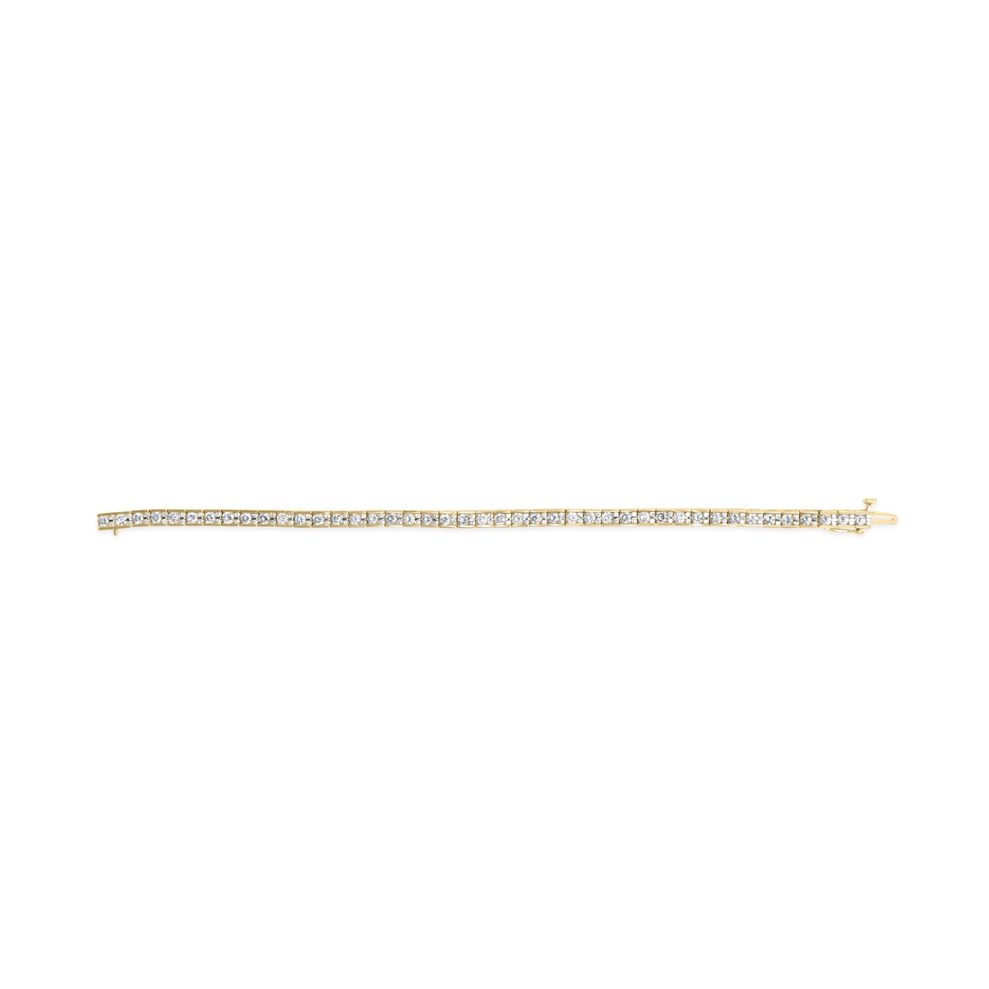 10K Yellow Gold 4.00 Cttw Channel Set Round Diamond Tennis 7" Bracelet (J-K Color, I1-I2 Clarity)-3