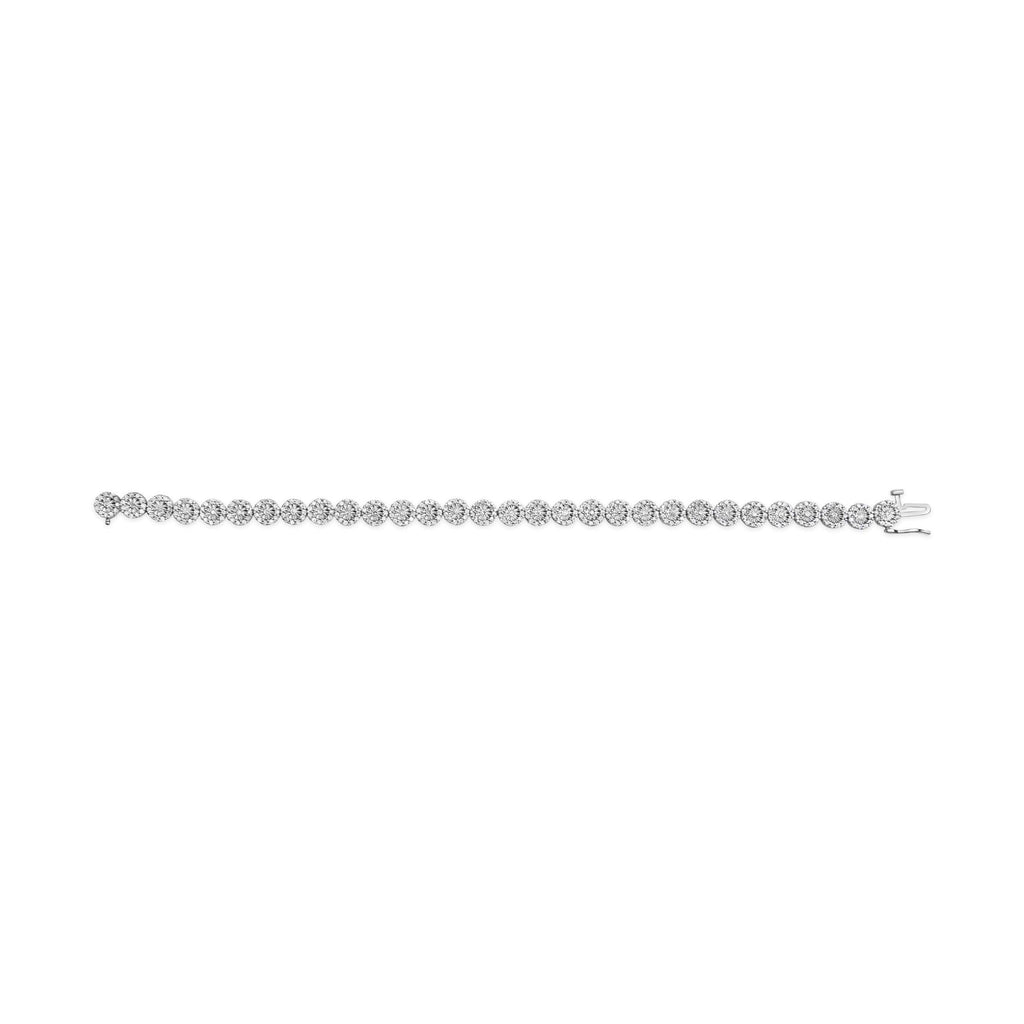 14K White Gold 2.00 Cttw Diamond Halo Link Tennis Bracelet (H-I Color, I1-I2 Clarity) - 7" Inches-3