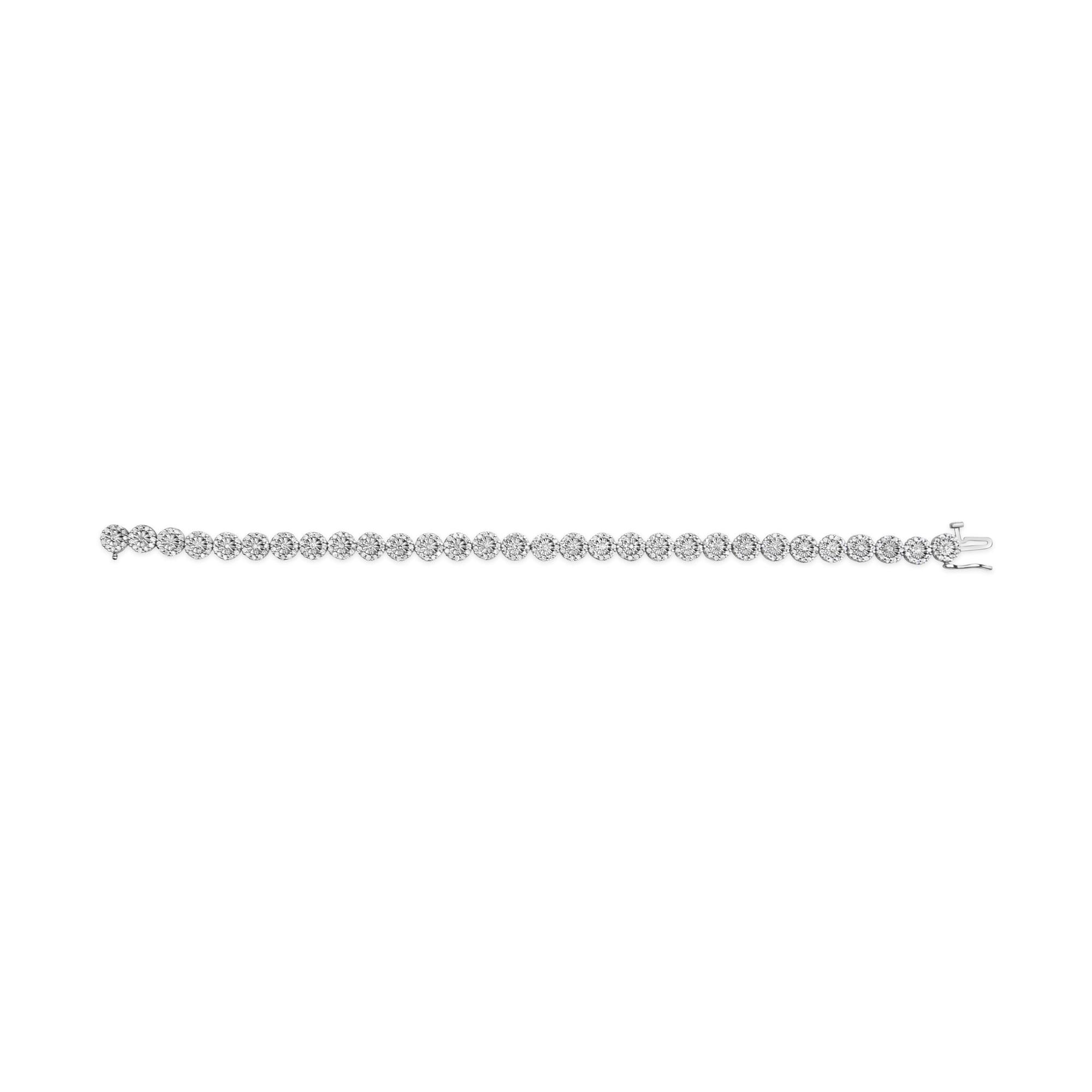 14K White Gold 2.00 Cttw Diamond Halo Link Tennis Bracelet (H-I Color, I1-I2 Clarity) - 7" Inches-3