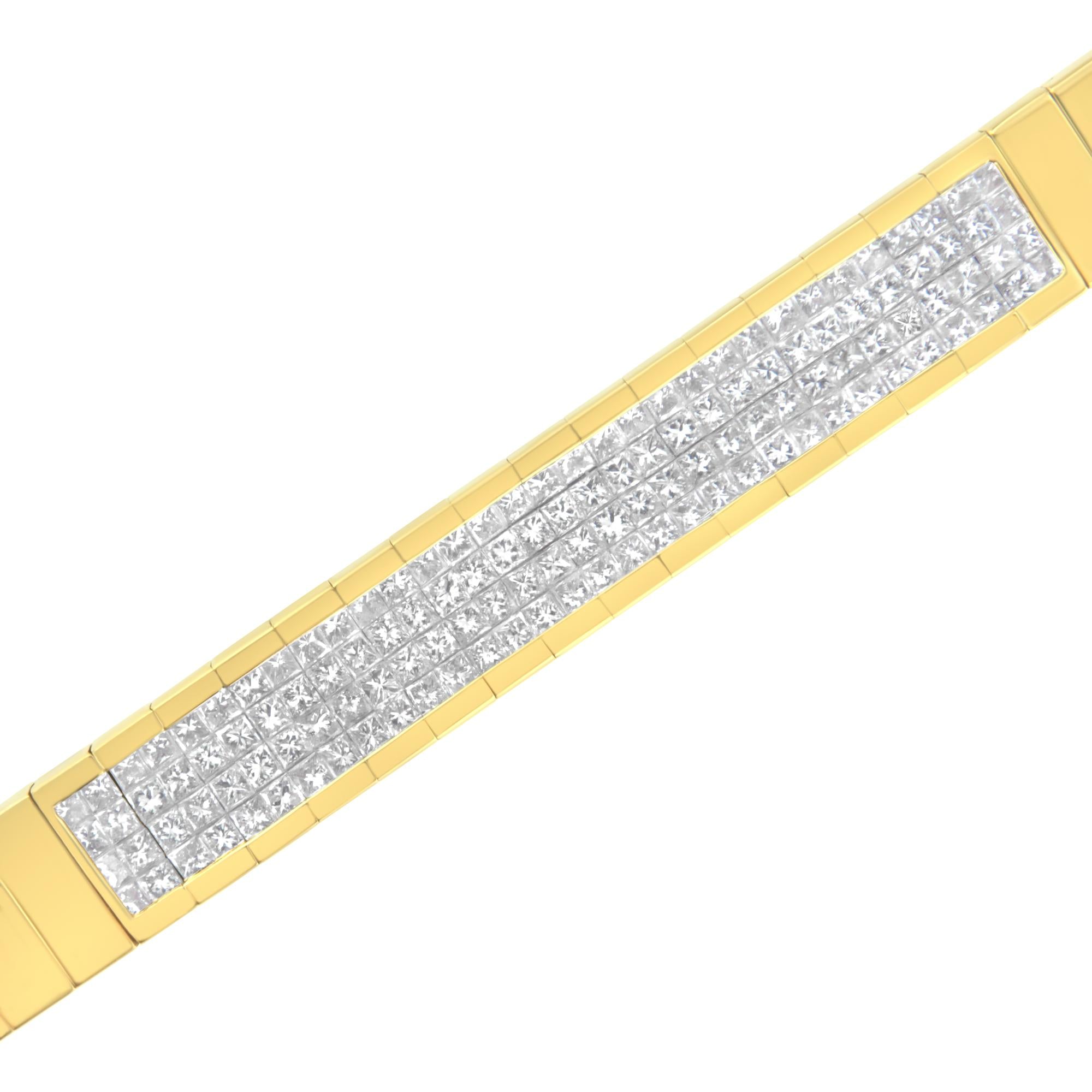 14K Yellow Gold 3 5/8 cttw Invisible Set Princess-Cut Diamond ID Tennis Bracelet (I-J Color, SI1-SI2 Clarity) - Size 7"-3