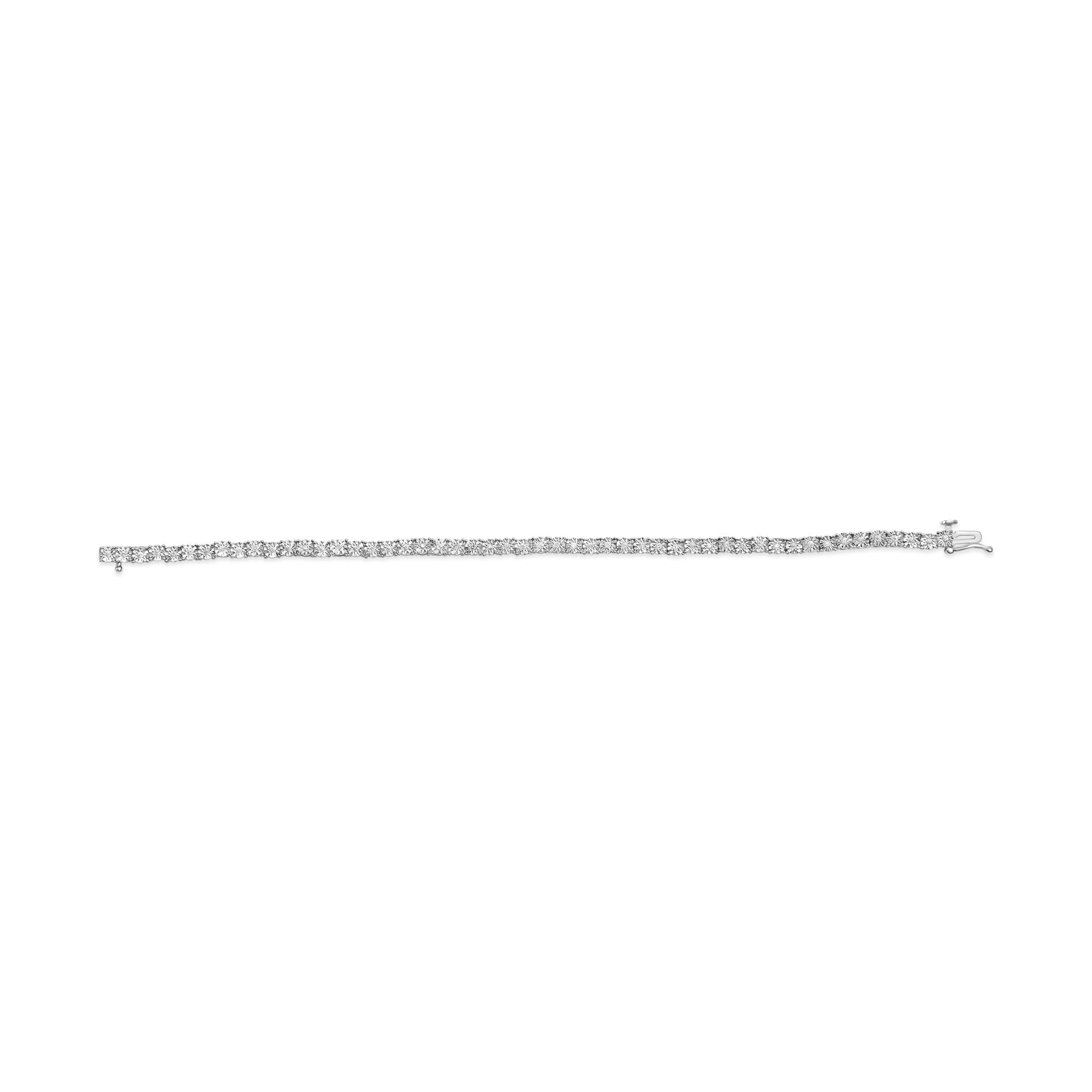 10K White Gold 1/2 Cttw Real Diamond Illusion-Set Miracle Plate Tennis Bracelet (I-J Color, SI2-I1 Clarity) - Size 7.5"-3