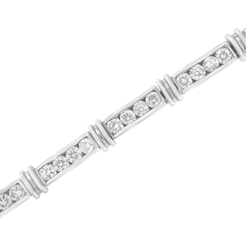 14K White Gold 6 3/4 Cttw Diamond 4 Stone Link Bracelet (H-I Color, I1-I2 Clarity) - 7" Inches-3
