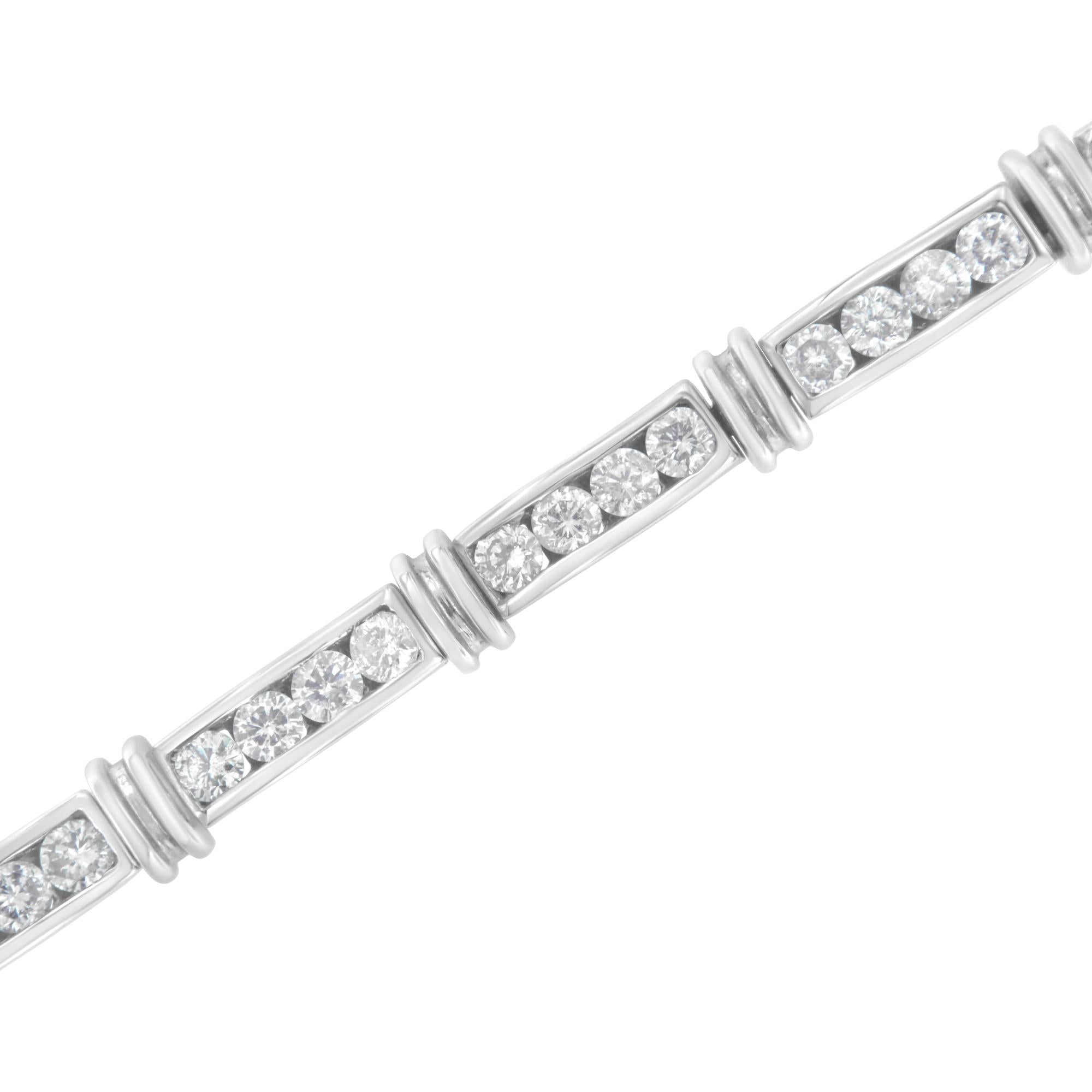 14K White Gold 6 3/4 Cttw Diamond 4 Stone Link Bracelet (H-I Color, I1-I2 Clarity) - 7" Inches-3