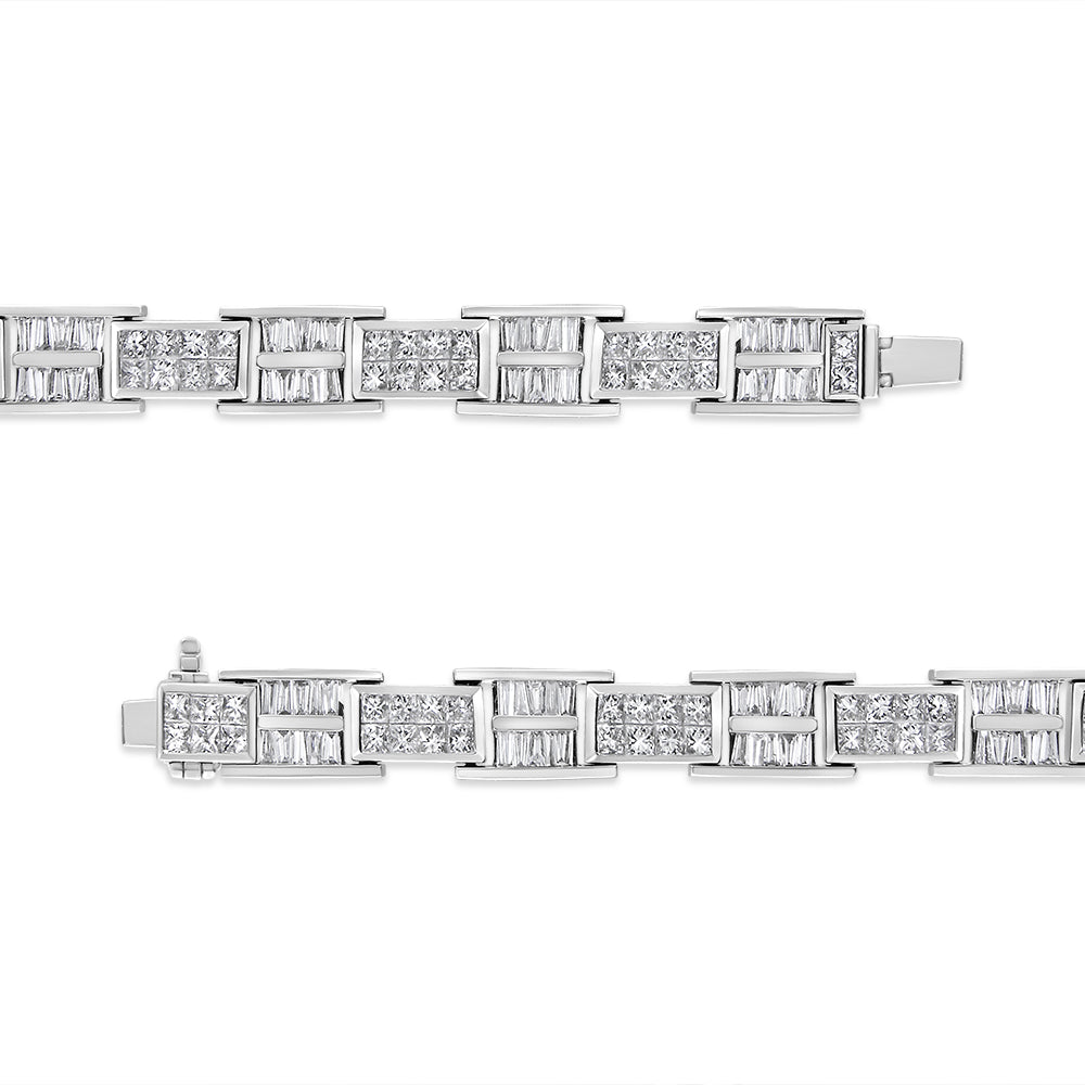 14K White Gold 10 5/8 Cttw Diamond Panel Link Bracelet  - 7" Inches-3
