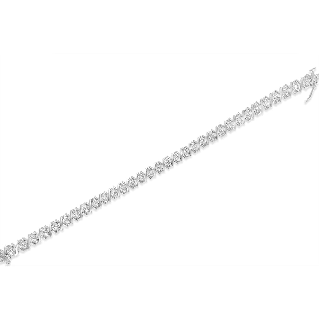 .925 Sterling Silver 1.0 Cttw Diamond Miracle-Set X-Link 7" Tennis Bracelet (I-J Color, I3 Clarity)-3