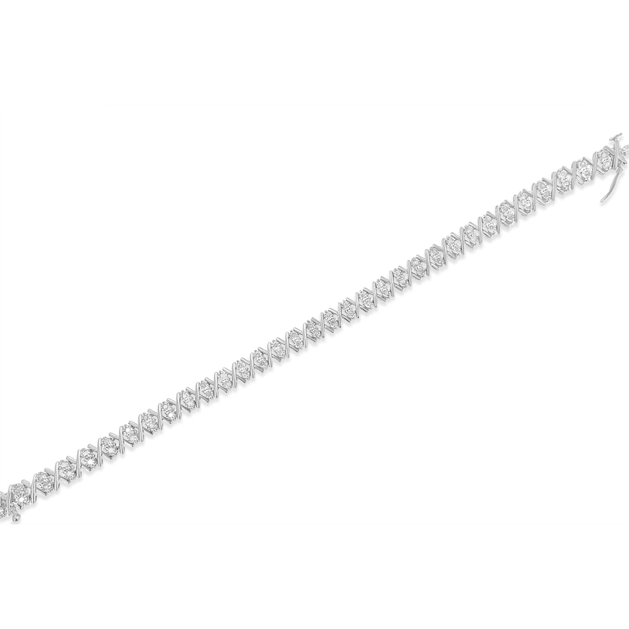 .925 Sterling Silver 1.0 Cttw Diamond Miracle-Set X-Link 7" Tennis Bracelet (I-J Color, I3 Clarity)-3