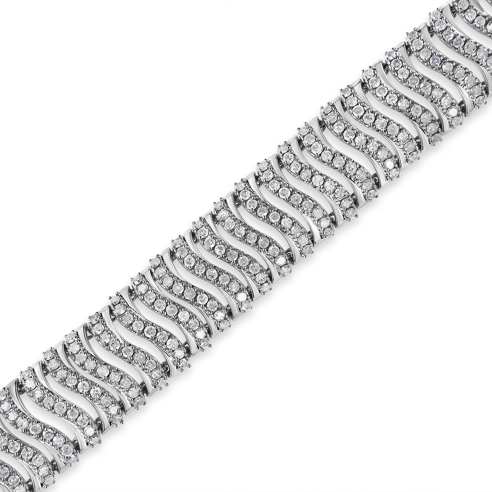 .925 Sterling Silver 5.00 Cttw Round-Cut Diamond "S" Link Bracelet (I-J Color, I3 Clarity) - Size 7.25-3