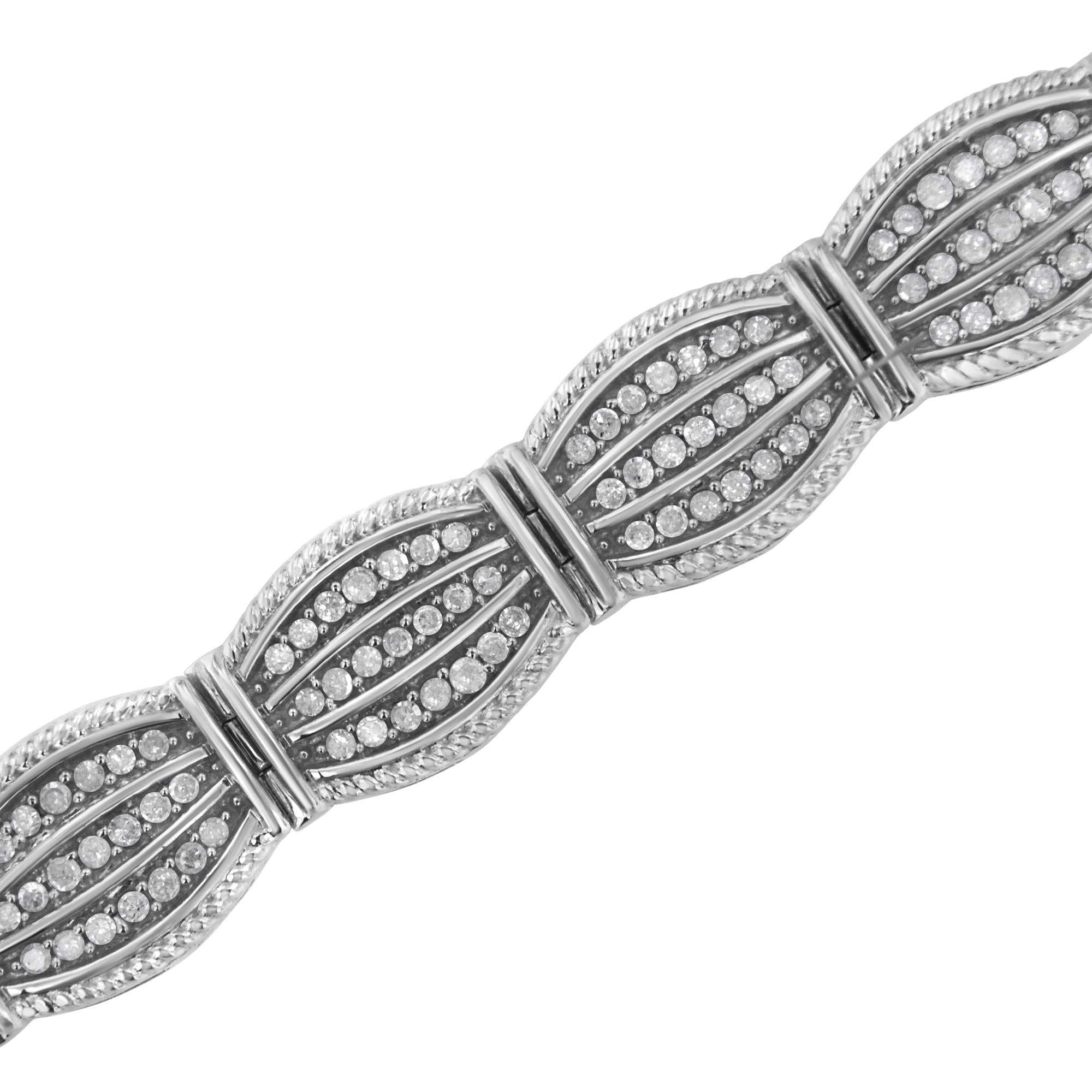 .925 Sterling Silver 3.0 Cttw Prong Set Diamond Art Deco Style Tennis Bracelet (I-J Color, I2-I3 Clarity) - 7.25"-3
