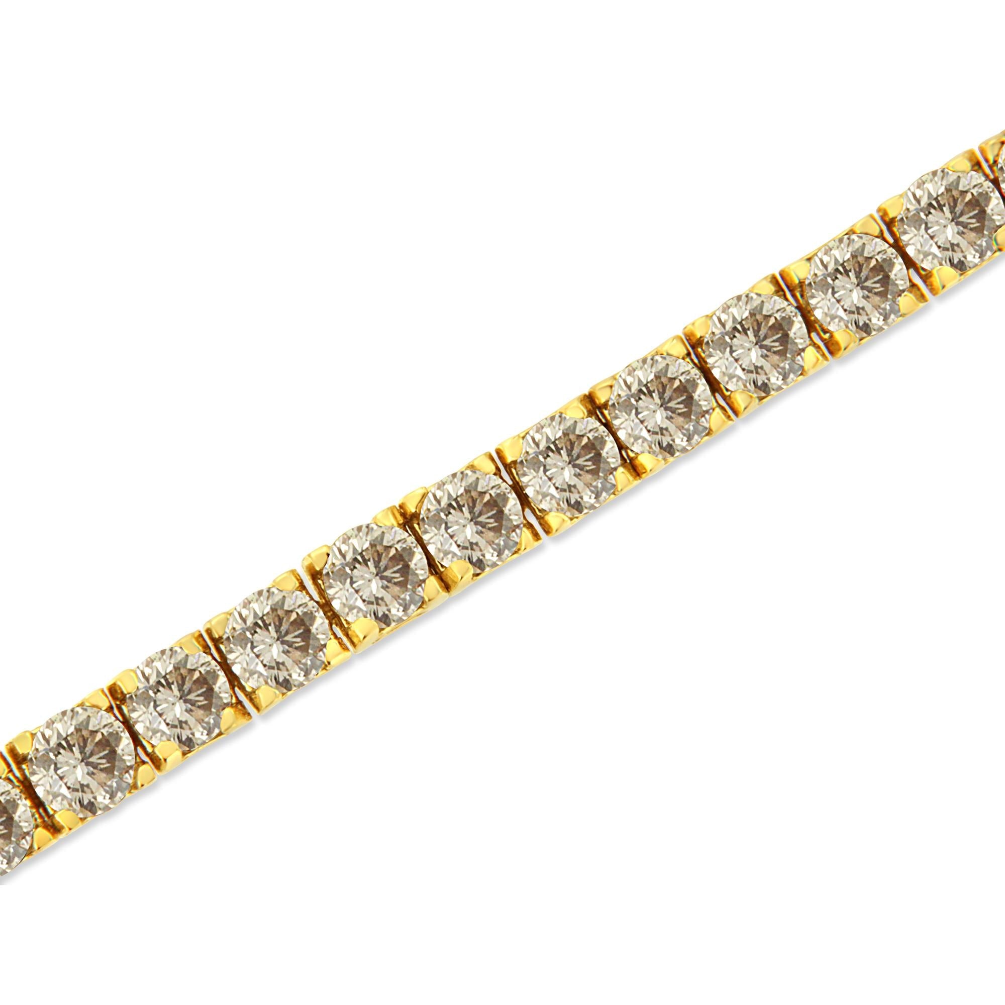 14K Yellow Gold Plated .925 Sterling Silver 8.0 Cttw Diamond Classic Link Tennis Bracelet (K-L Color, I2-I3 Clarity) - 7-1/4"-3