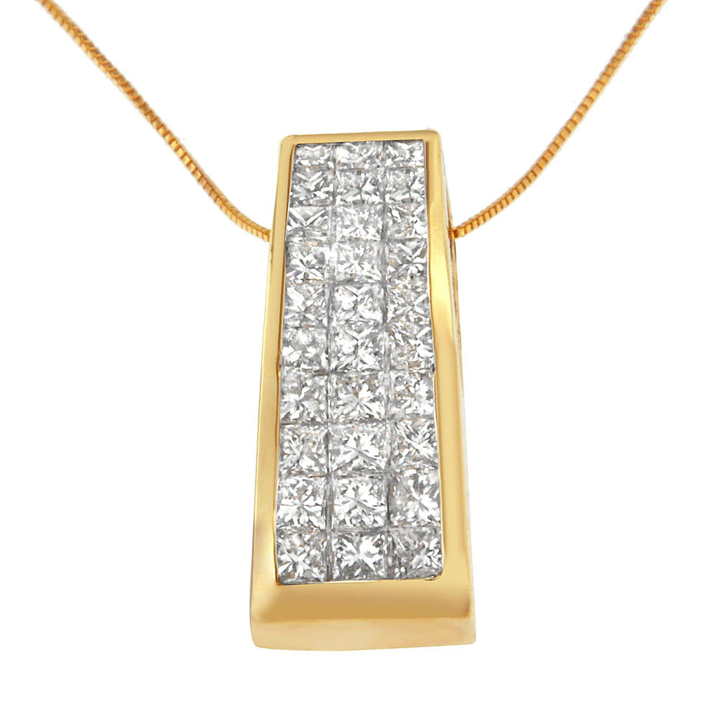 14K Yellow Gold Princess-Cut Diamond Pillar Pendant Necklace (1 5/8 cttw, H-I Color, SI1-SI2 Clarity)-3