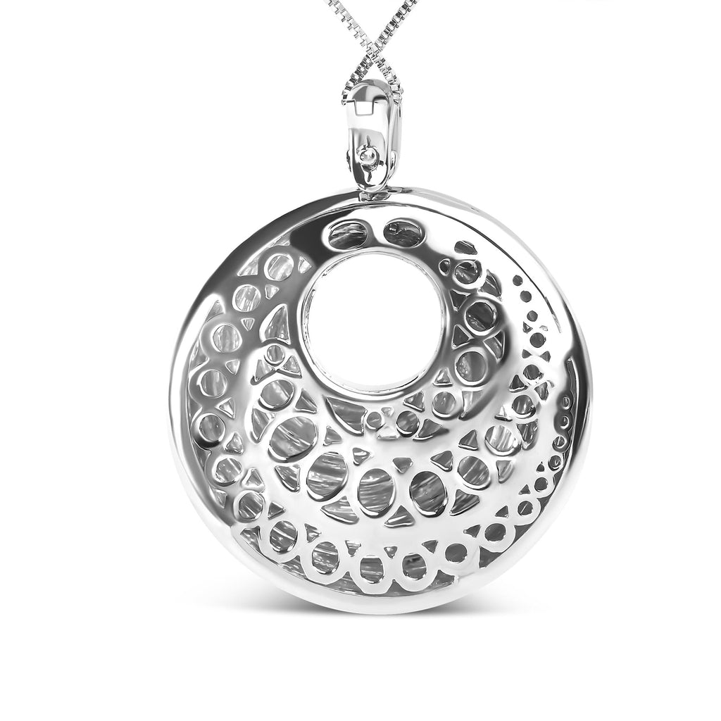 .925 Sterling Silver Endless Wave Swirl Statement Medallion 18" Pendant Necklace-3