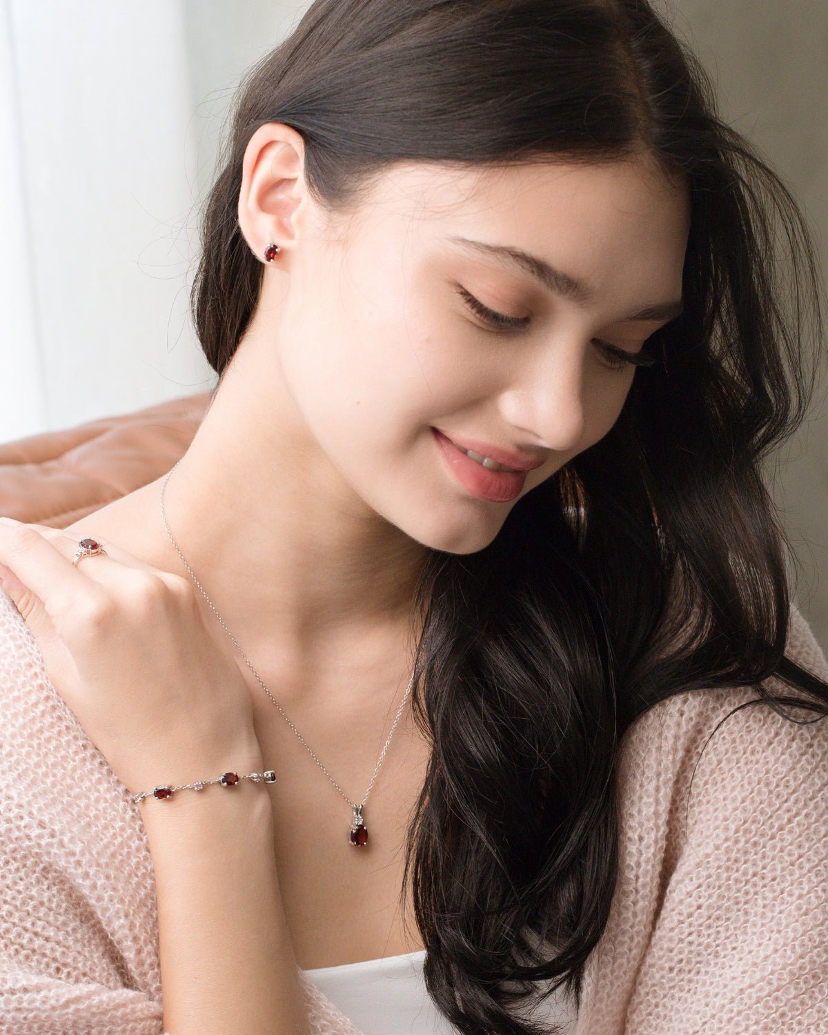 Mini Set 1 - Garnet Jewellery Set in Sterling Silver