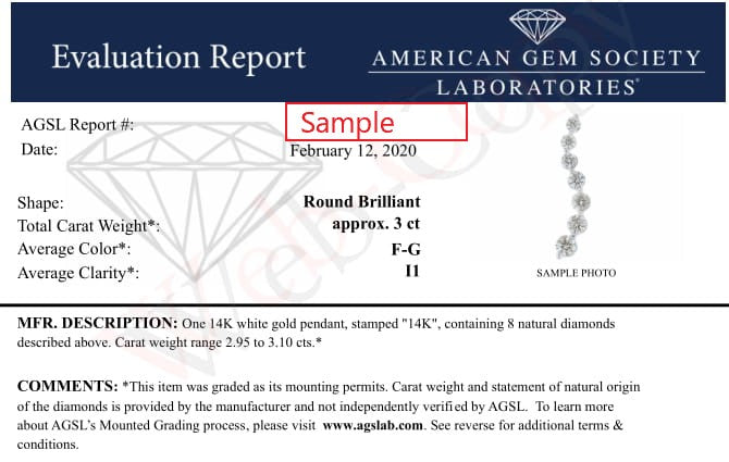 AGS Certified 14k White Gold 3.0 Cttw Baguette and Brilliant Round-Cut Diamond Journey 18" Pendant Necklace (F-G Color, I1-I2 Clarity)-3