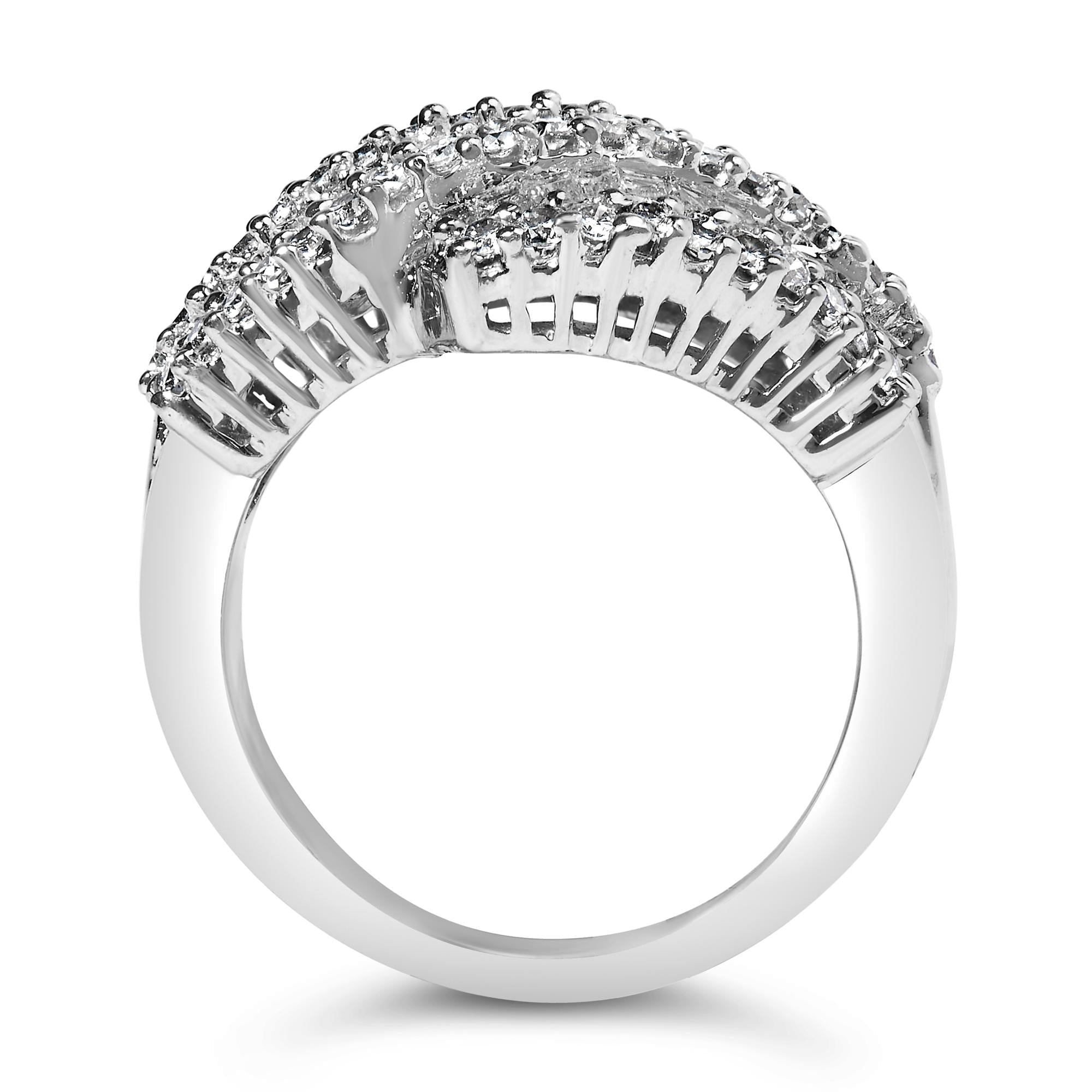 14K White Gold Diamond Cocktail Ring Band (1 3/4 Cttw, H-I Color, SI2-I1 Clarity)-4