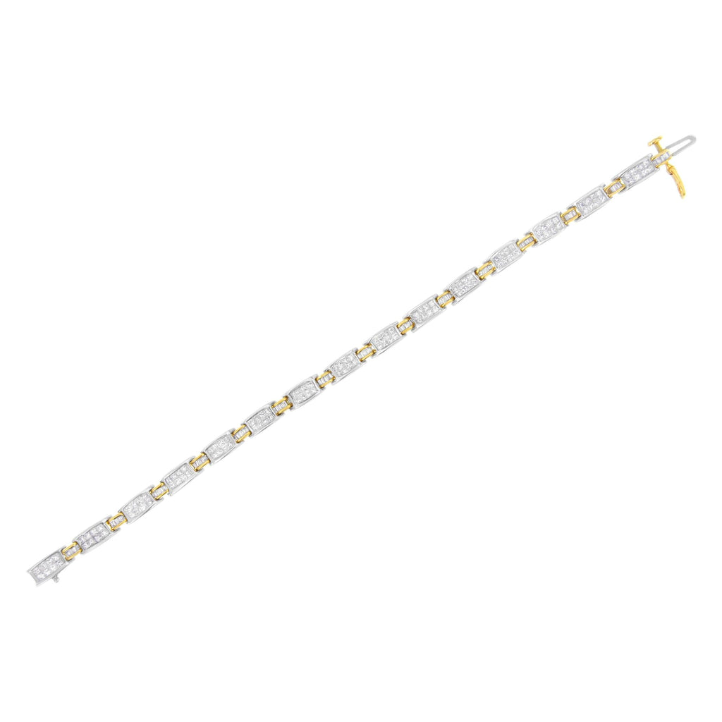 14K Two-Tone Gold Princess and Baguette-Cut Diamond Link Bracelet (3.00 cttw, H-I Color, SI1-SI2 Clarity)-4
