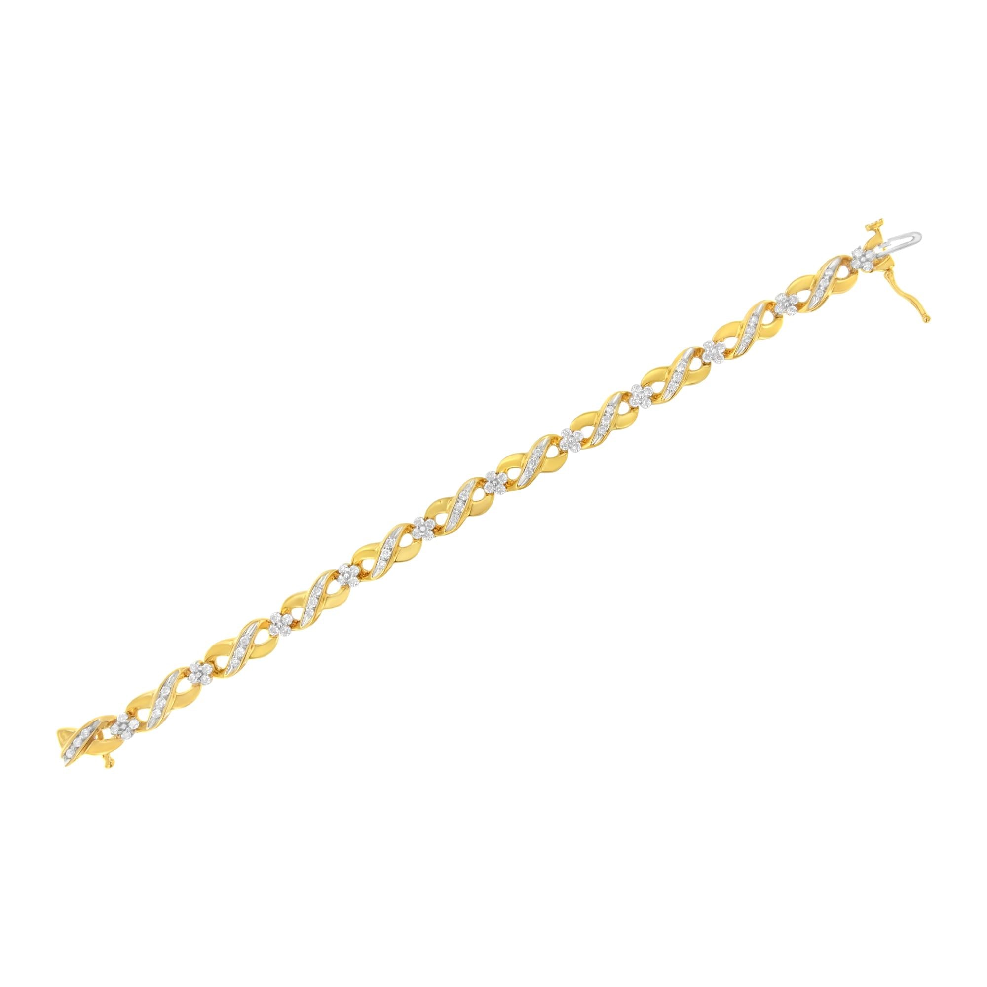10K Yellow Gold Round-Cut Diamond Infinite Love Bracelet (1.00 cttw, I-J Color, I2-I3 Clarity)-4