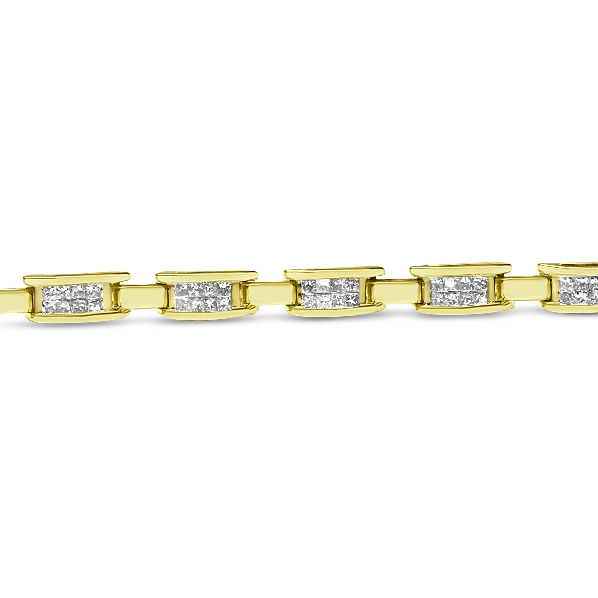 14K Yellow Gold Princess-Cut Diamond Links of Love Bracelet (2.00 cttw, H-I Color, SI2-I1 Clarity)-4