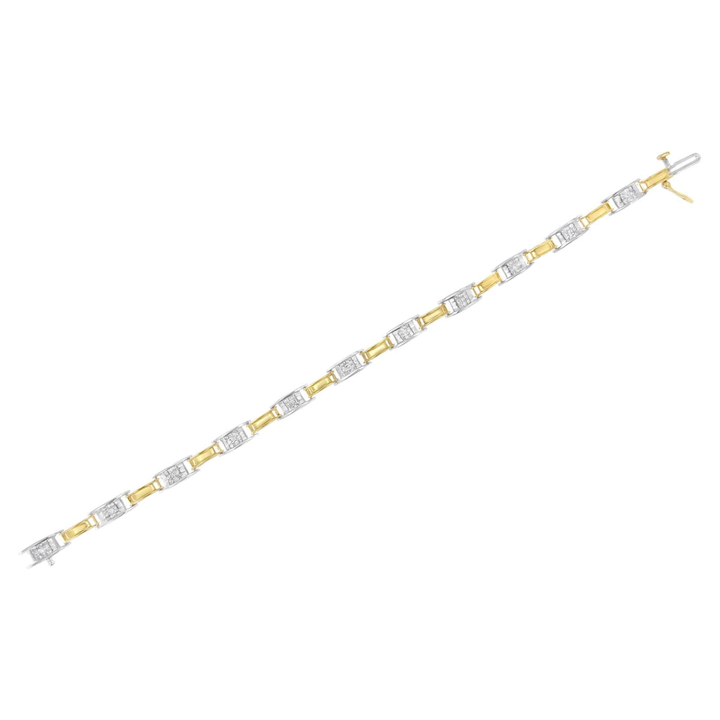 14K Two-Tone Gold 1.00 Cttw Princess-Cut Diamond Chain Link 7" Bracelet (H-I Color, SI1-SI2 Clarity)-4