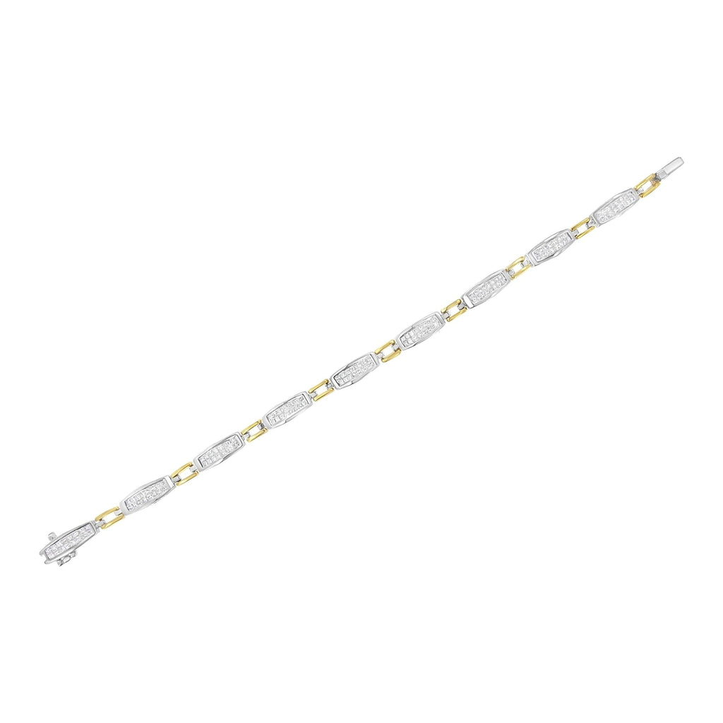 14K Yellow and White Gold 2.0 Cttw Princess Cut Diamond Tapered and Equal Sign Link Bracelet (G-H Color, SI1-SI2 Clarity) - 7"-4
