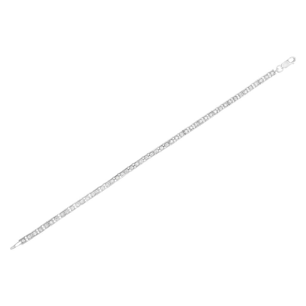 .925 Sterling Silver 1.0 Cttw Diamond Square Hybrid Link 7" Tennis Bracelet (I-J Color, I2-I3 Clarity)-4