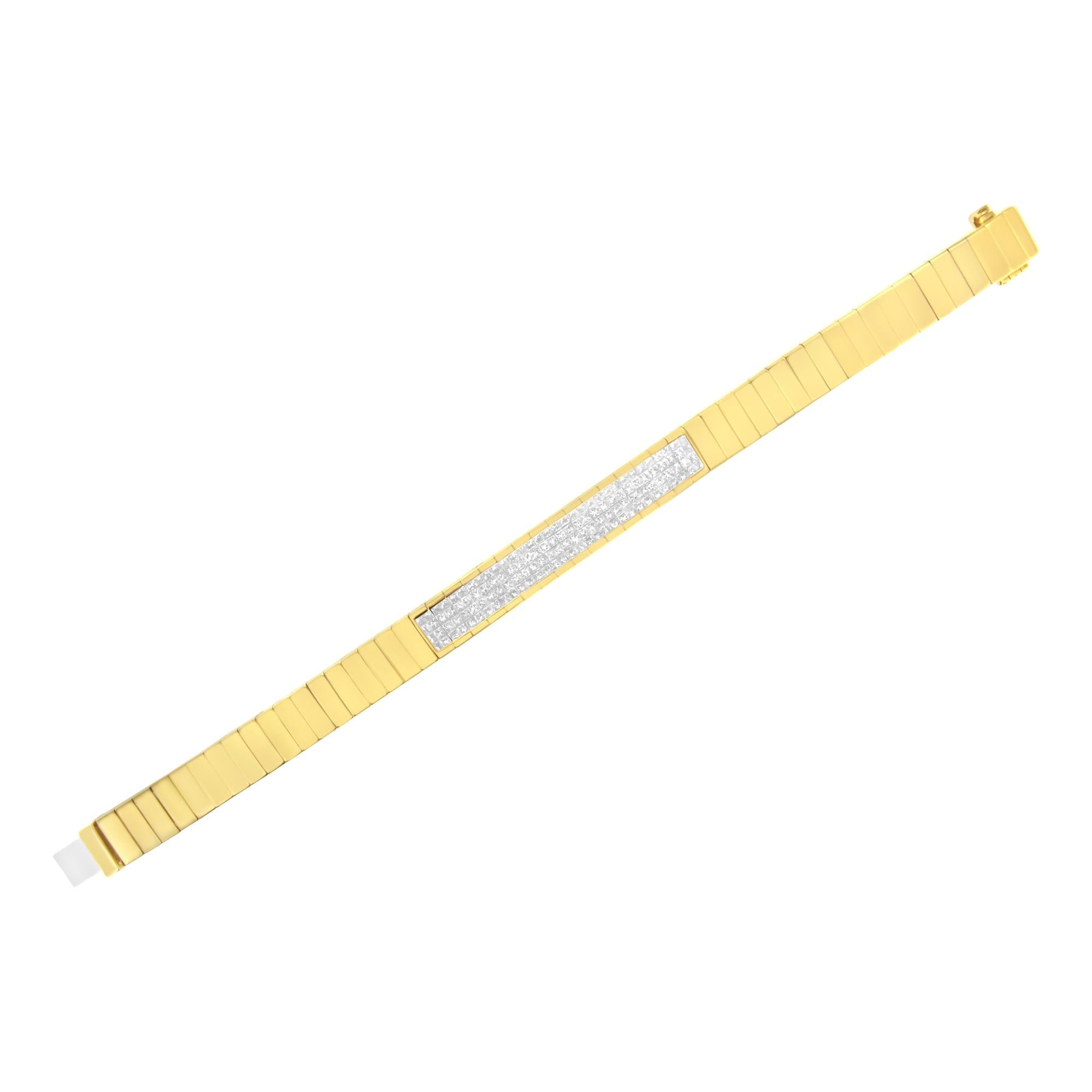 14K Yellow Gold 3 5/8 cttw Invisible Set Princess-Cut Diamond ID Tennis Bracelet (I-J Color, SI1-SI2 Clarity) - Size 7"-4